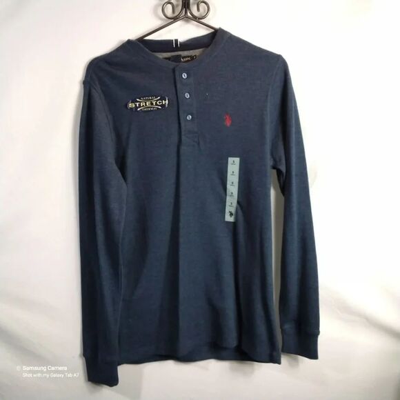 Men Official Licensed U.S. Polo Assn. Blue Natural Stretch Thermal Shirt Sm. NWT - Picture 8 of 8